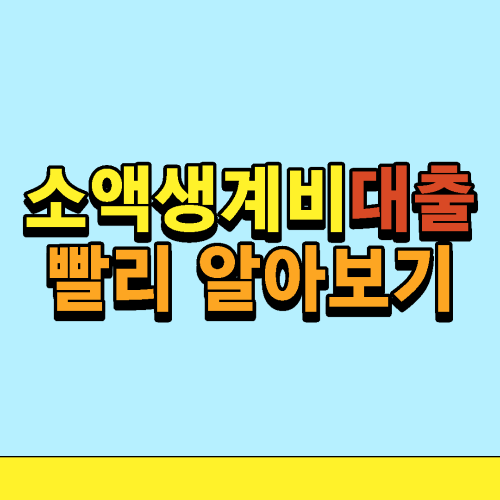  소액생계비대출 : 신용불량자도 가능합니다!