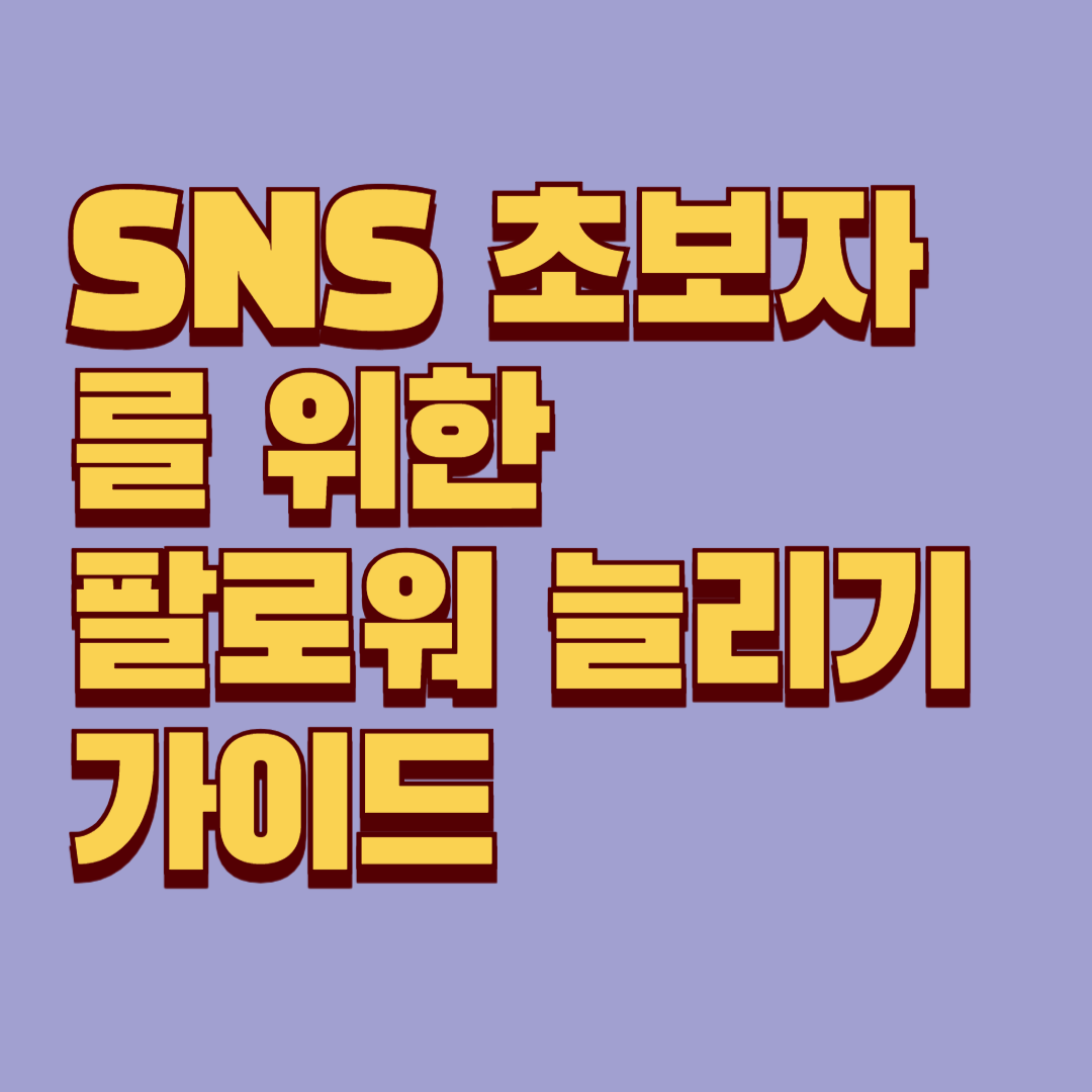 SNS 초보자를 위한 팔로워 늘리기 가이드