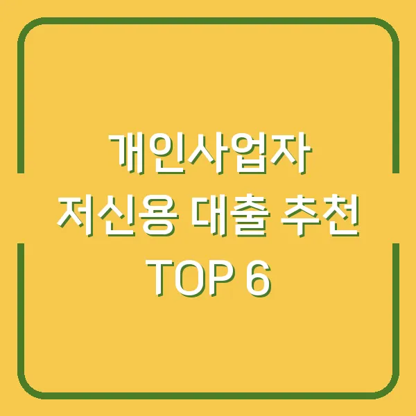 개인사업자 저신용 대출 추천 TOP 6