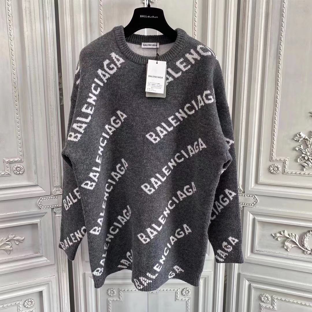  [BALENCIAGA] 발렌시아가 올오버 로고 니트 스웨터 620983 T1567 1070 (5 COLOR)