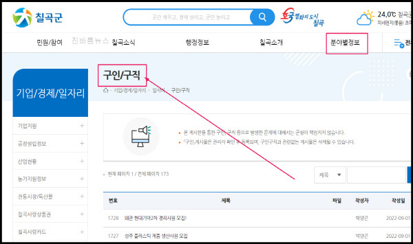 칠곡군-민간일자리-채용정보