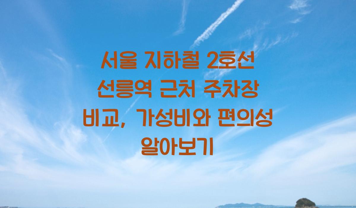 서울 지하철 2호선 선릉역 근처 주차장 비교