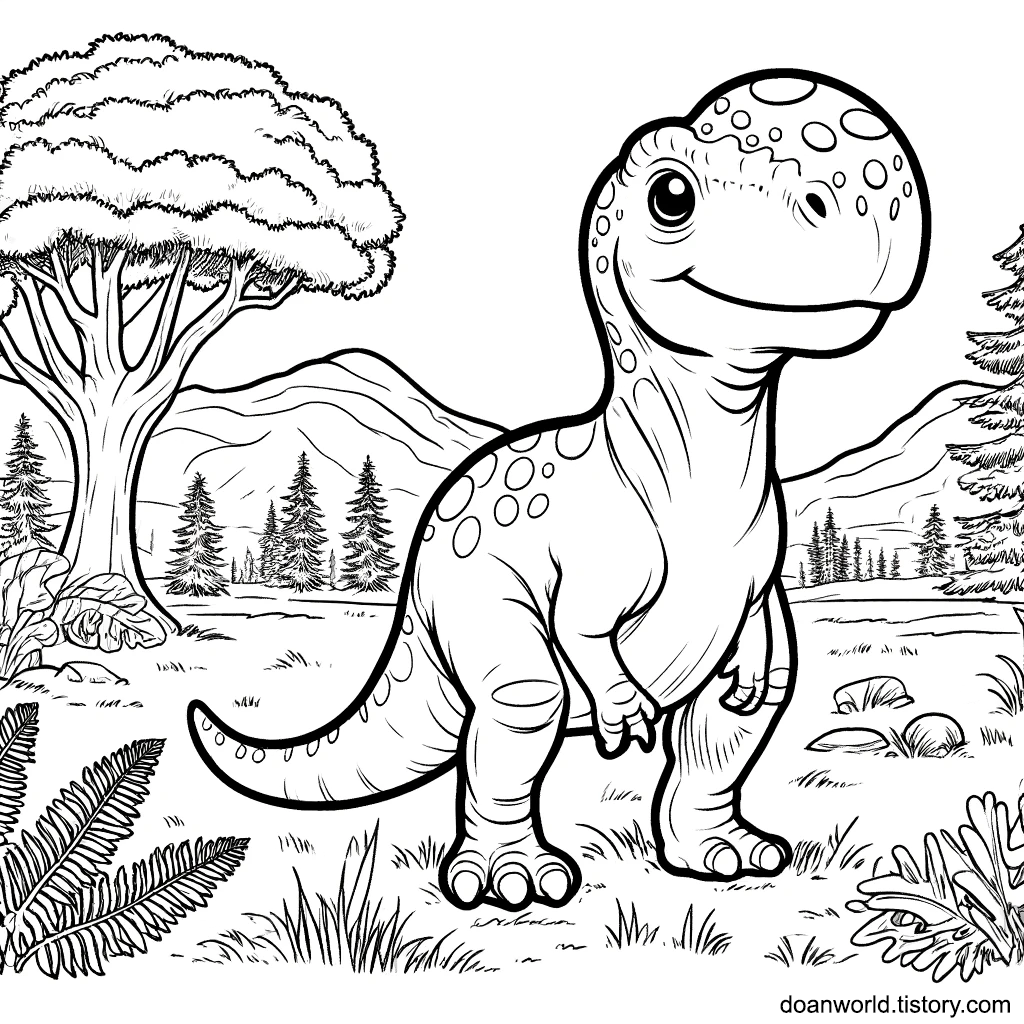 파키케팔로사우루스 공룡 색칠공부 도안