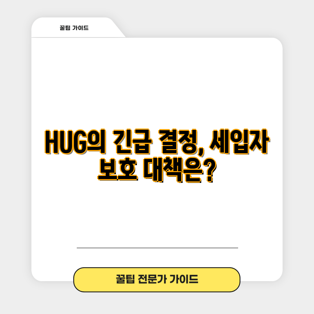 HUG의 긴급 결정, 세입자 보호 대책은