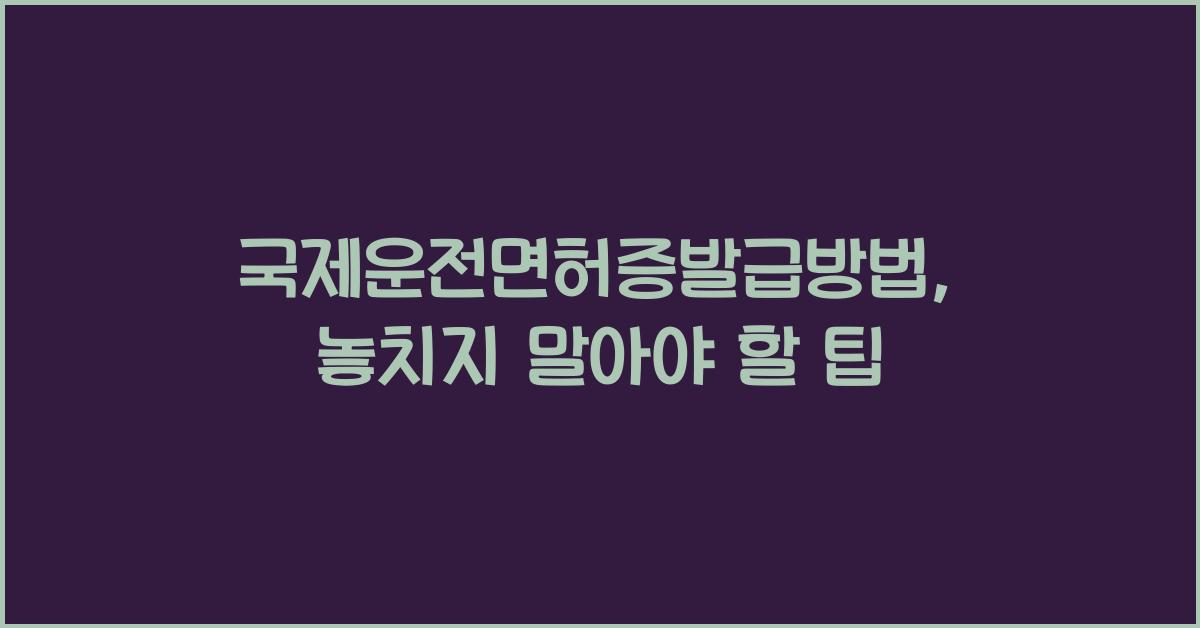 국제운전면허증발급방법