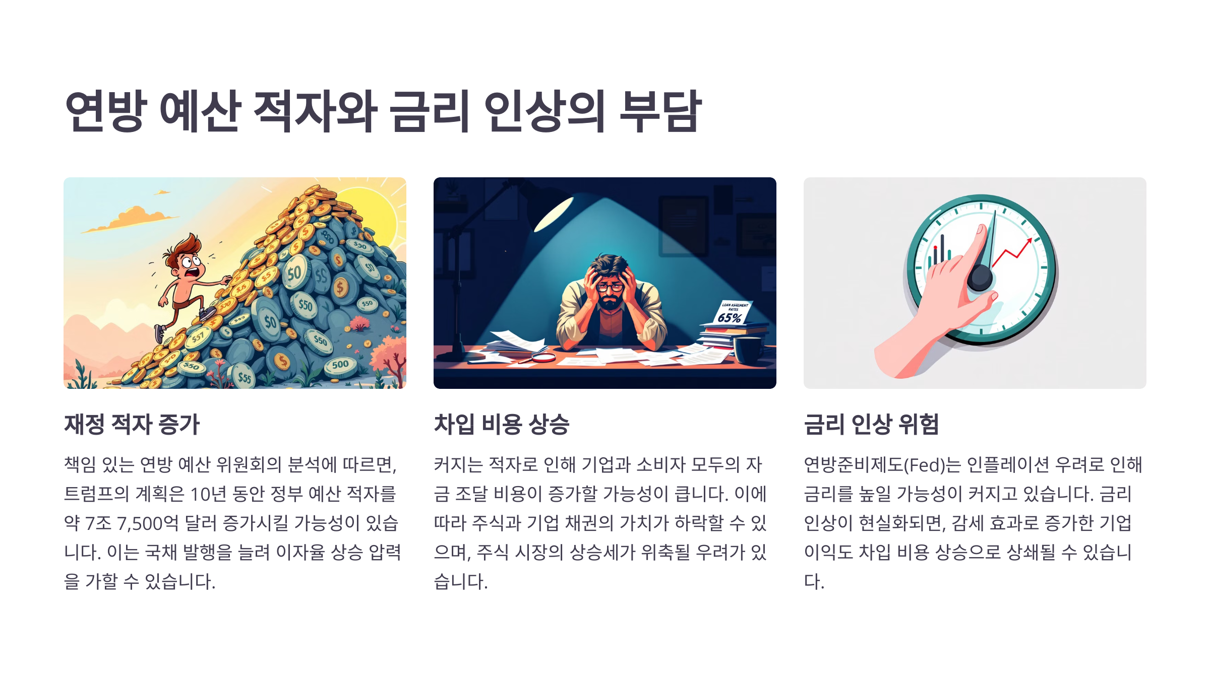 연방 예산 적자와 금리 인상의 부담