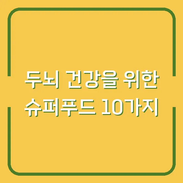 두뇌 건강을 위한 슈퍼푸드 10가지
