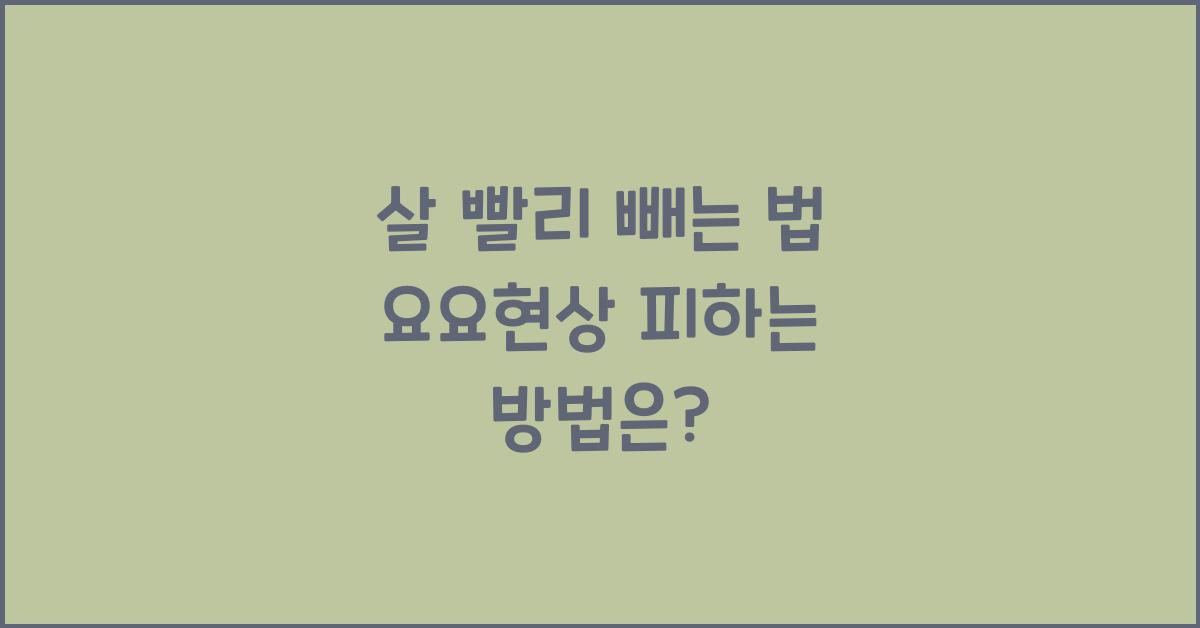 살 빨리 빼는 법