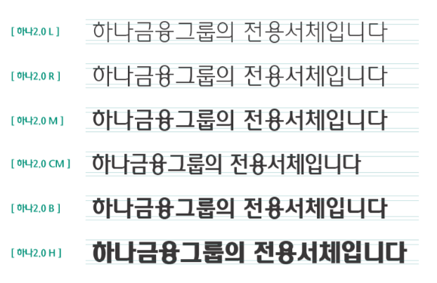 하나서체 두께 6가지