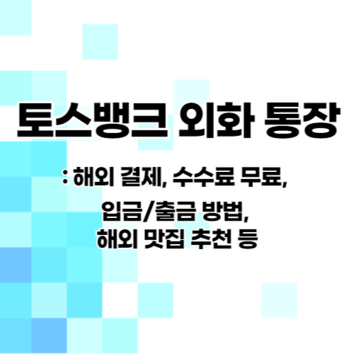 토스뱅크 외화 통장 : 해외 결제, 수수료 무료, 입금/출금 방법, 해외 맛집 추천 등