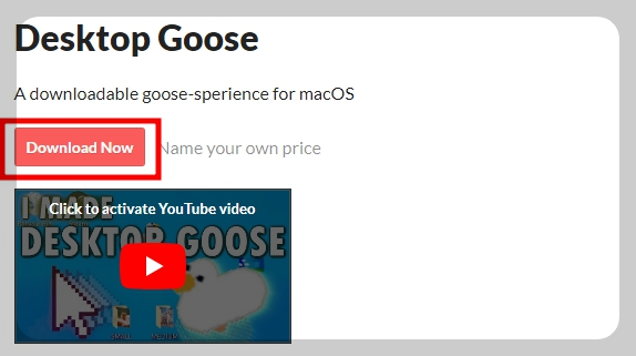 Desktop Goose 사이트에서 다운로드 버튼을 누릅니다.