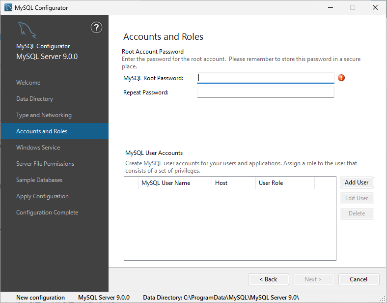 MySQL 9.0.0 - 환경 설정 - Root 비밀번호 설정
