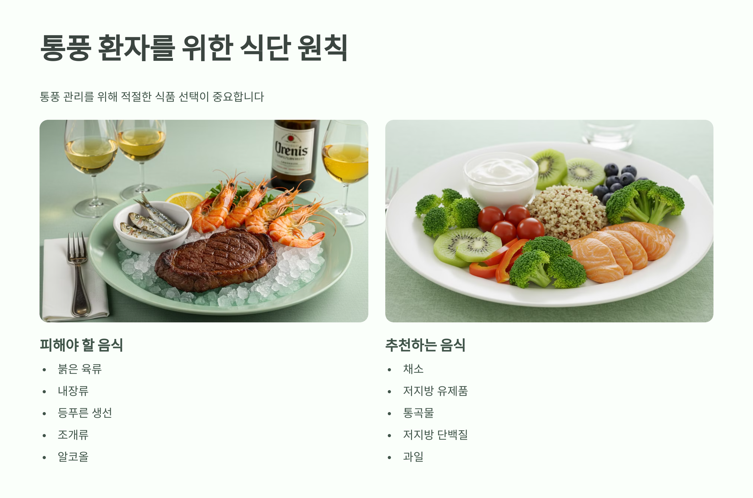통풍 환자를 위한 식단 원칙 관련 이미지