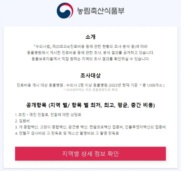 동물병원 진료비 공개