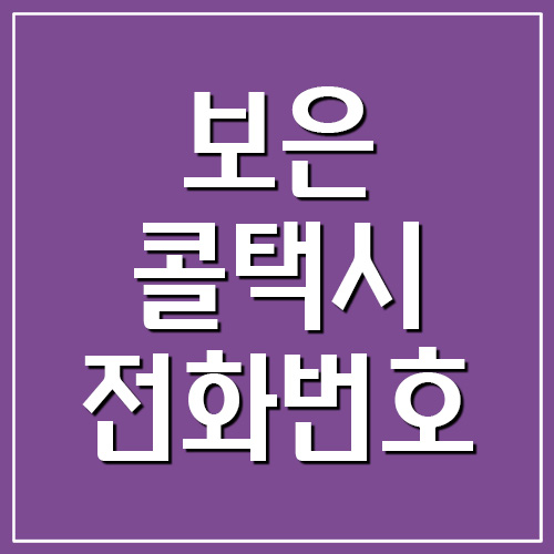 보은 콜택시 전화번호