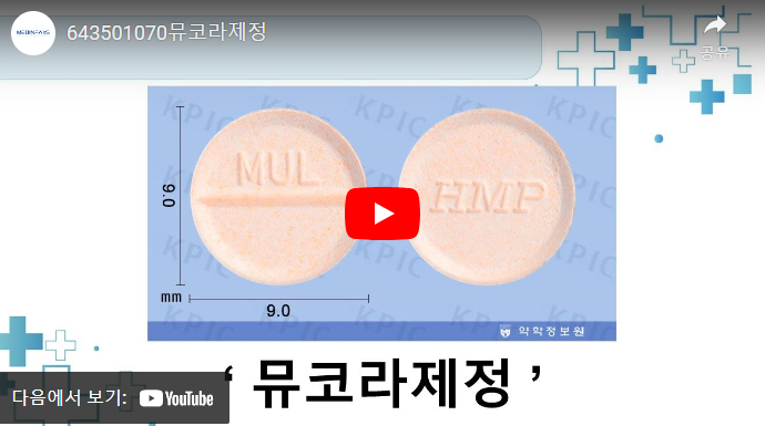 뮤코라제정 유튜브 영상