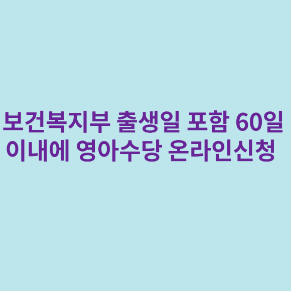 보건복지부 출생일 포함 60일 이내에 영아수당 온라인 신청