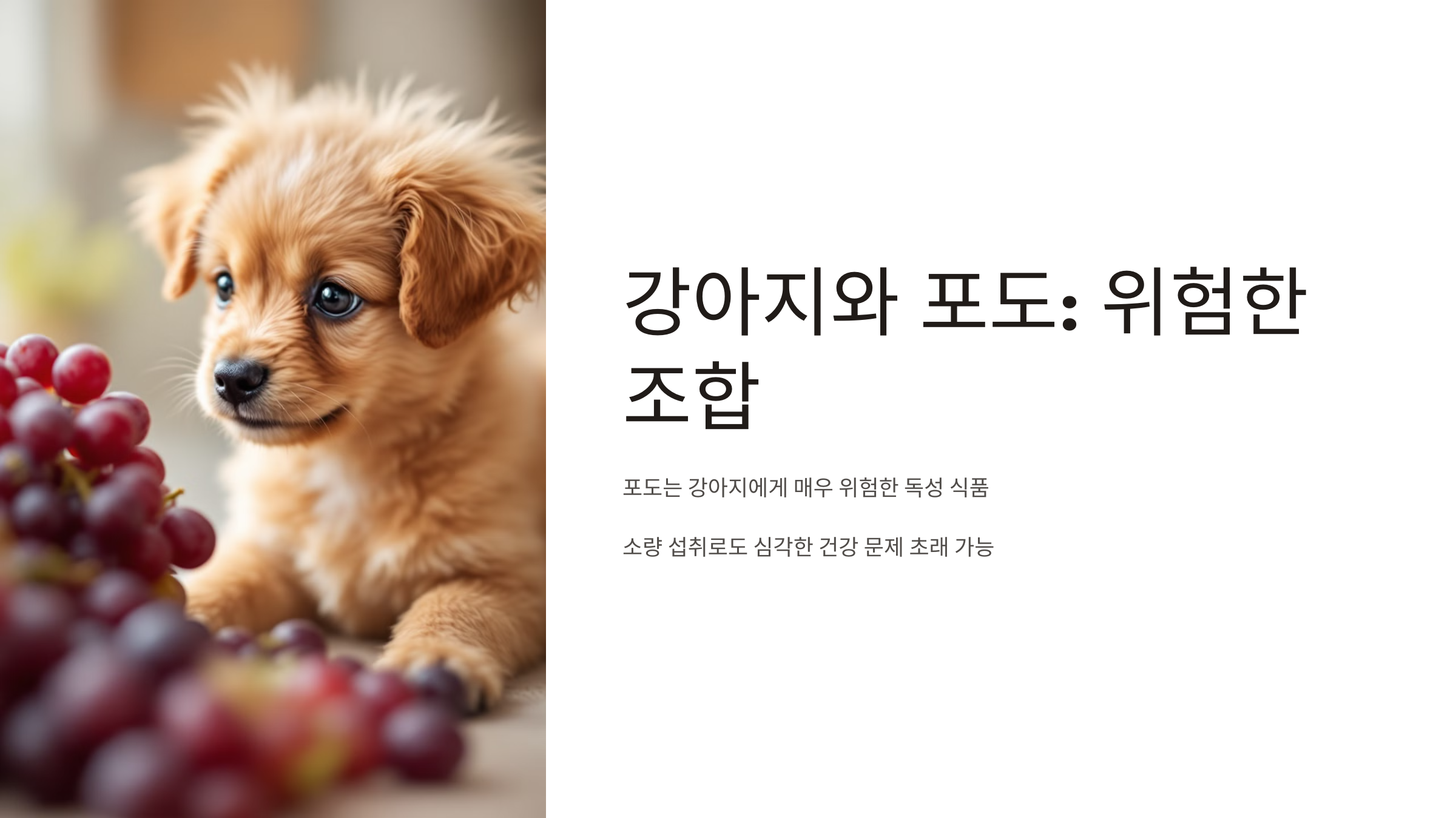 강아지 포도 중독증 껍질 한알 먹음