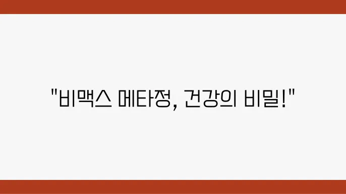 녹십자 비맥스 메타정 효능, 성분, 가격 및 복용법 총정리