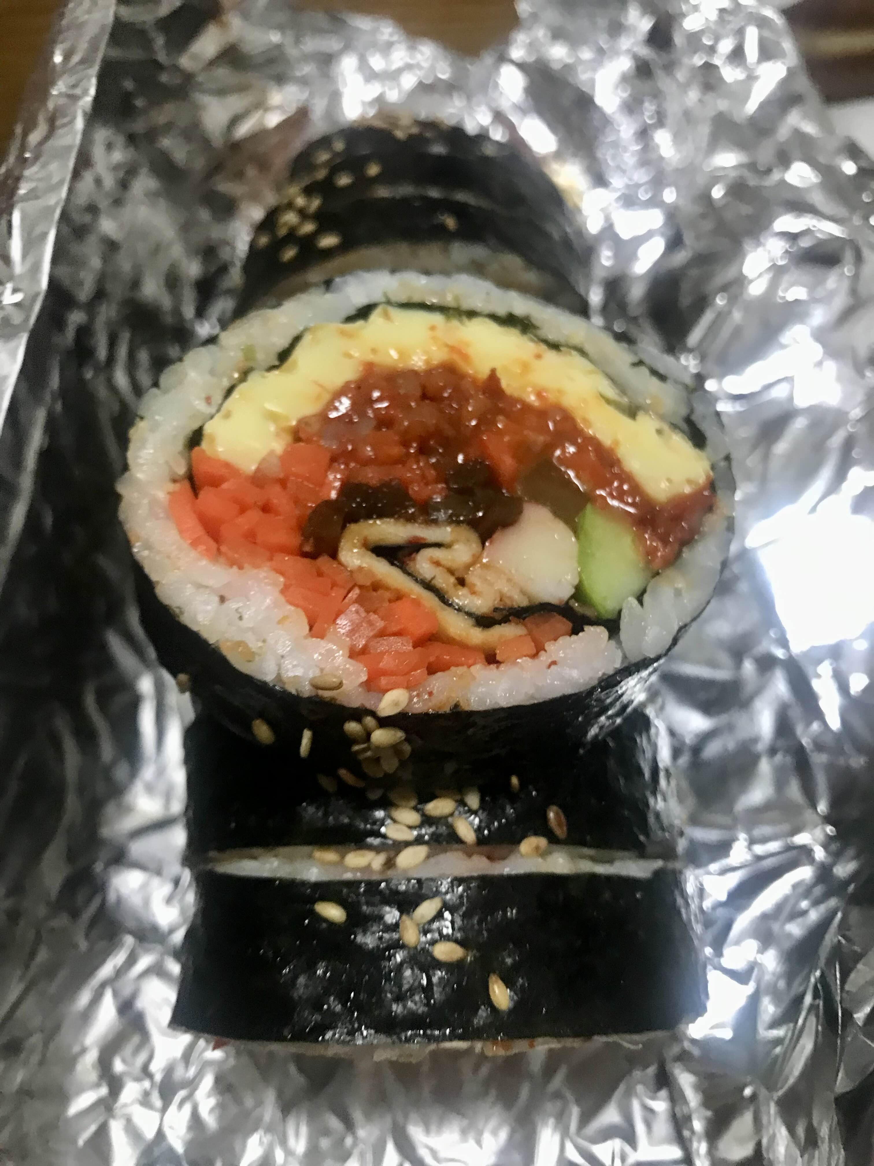 진미채 김밥 단면