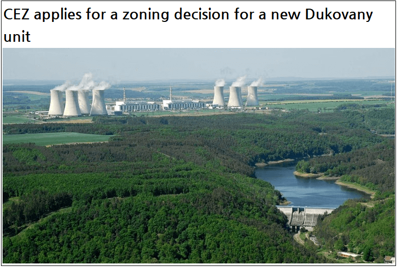  체코 두코바니(Dukovany) 원전 입찰 동향 CEZ applies for a zoning decision for a new Dukovany unit