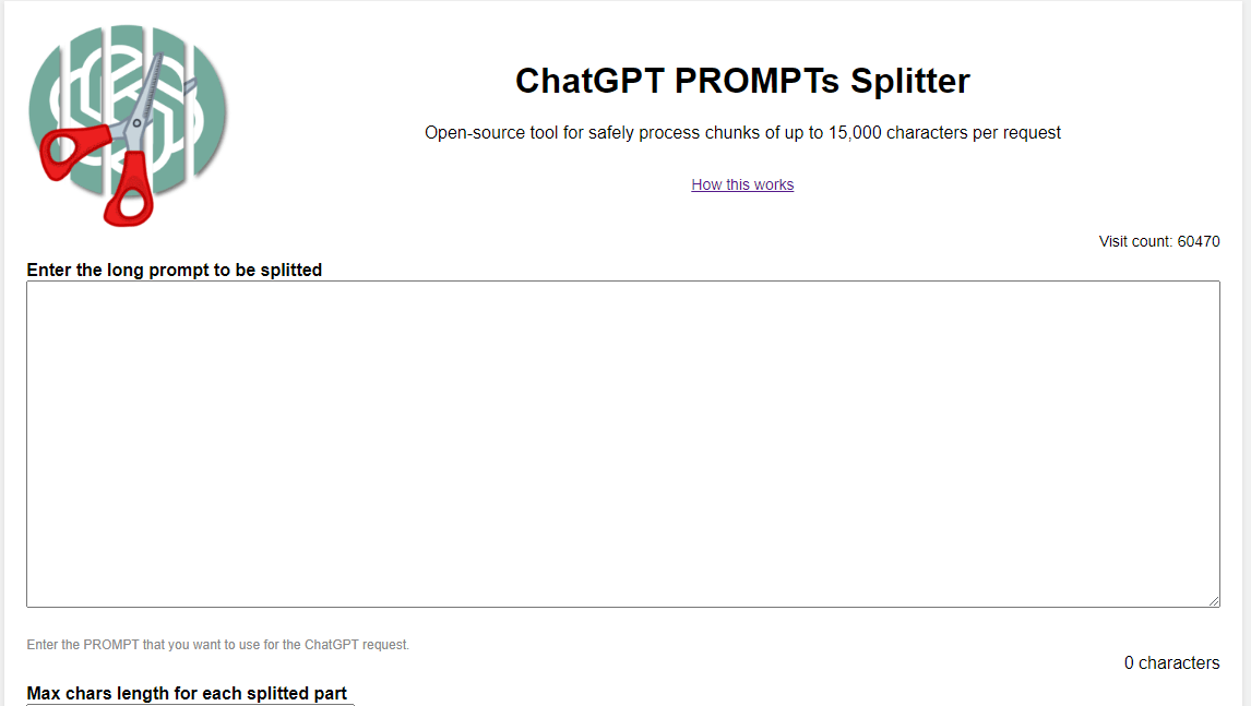 chatgpt spliter 접속 모습
