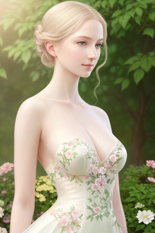 Image of a highly detailed beautiful girl in a dress