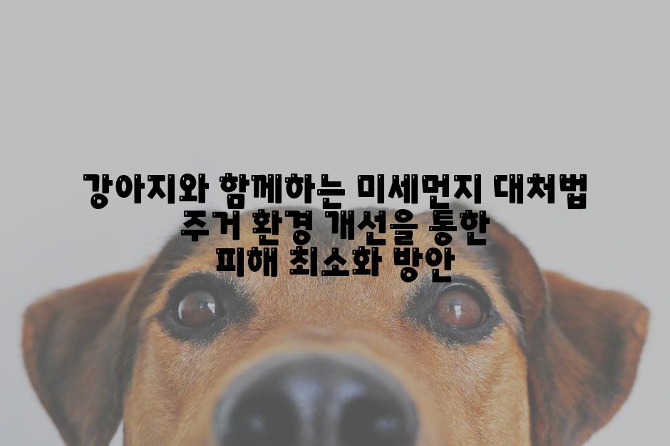 강아지와 함께하는 미세먼지 대처법 주거 환경 개선을 통한 피해 최소화 방안