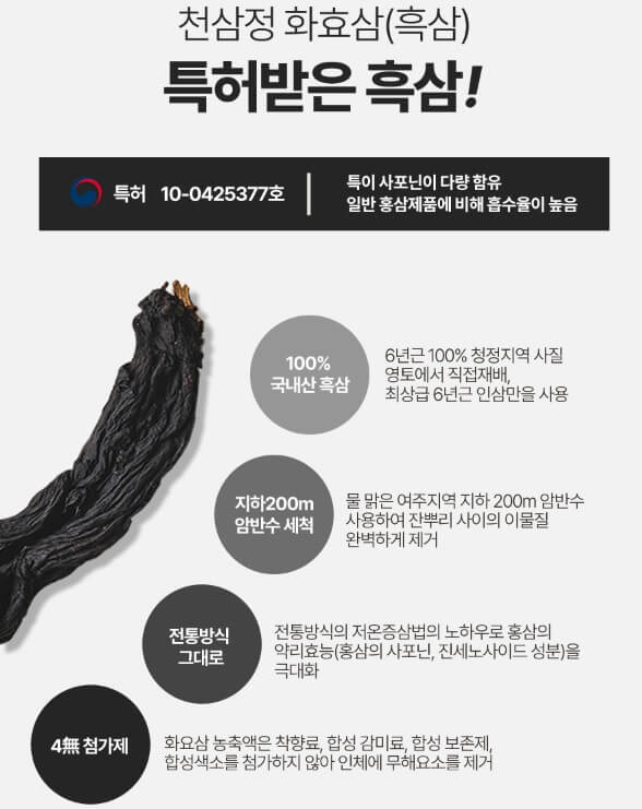 특허받은 흑삼 설명하는 사진