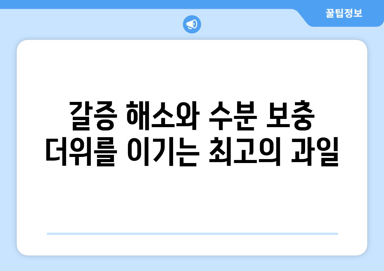 갈증 해소와 수분 보충 더위를 이기는 최고의 과일