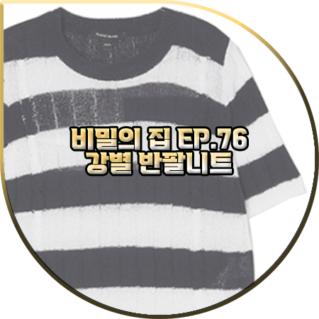  비밀의 집 76회 강별 반팔니트 :: 플라스틱아일랜드 꽈배기 디테일 스트라이프 반팔 니트 : 남태희 패션