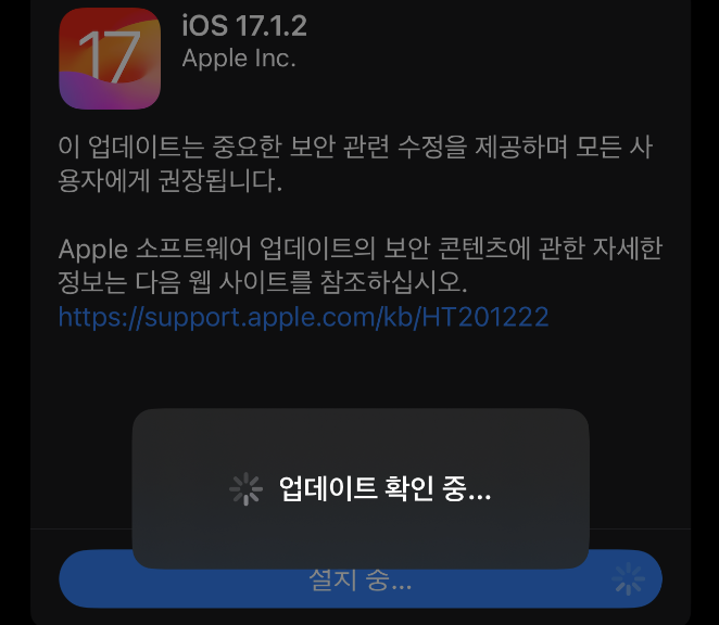 iOS 17.1.2 설치