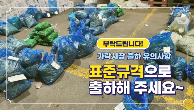  가락시장에 출하하실 때에는 되도록 비닐봉지 출하는 피해주시기 바랍니다!