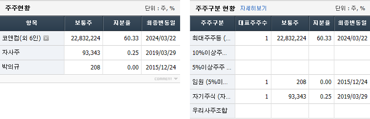 코데즈컴바인 주주현황