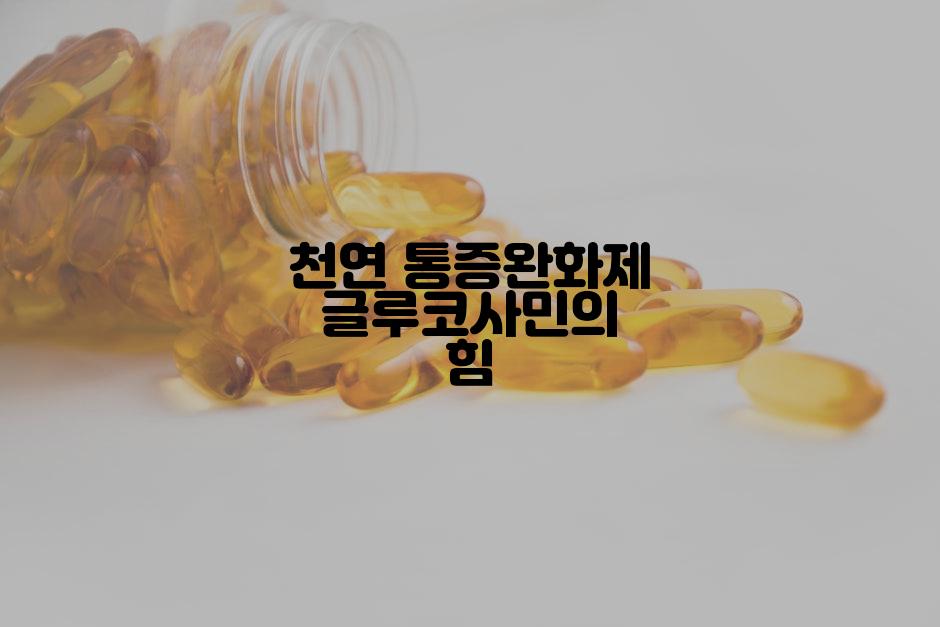 천연 통증완화제 글루코사민의 힘