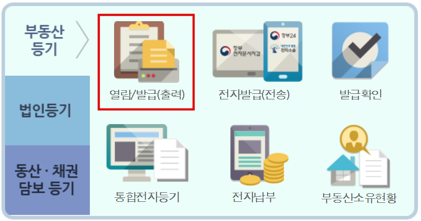부동산 등기부등본 발급 및 열람