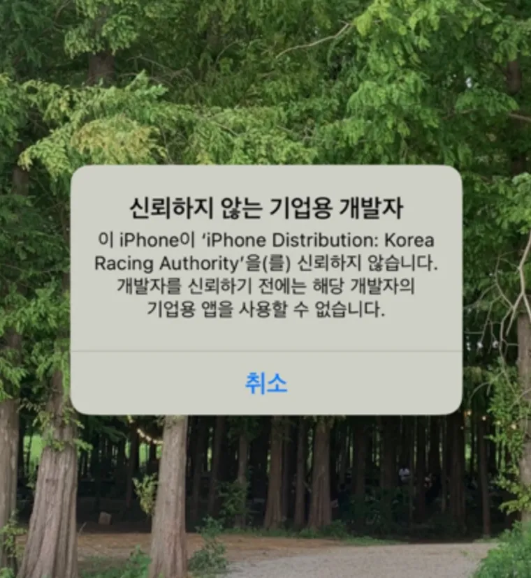 아이폰 신뢰하지 않는 기업용 개발자