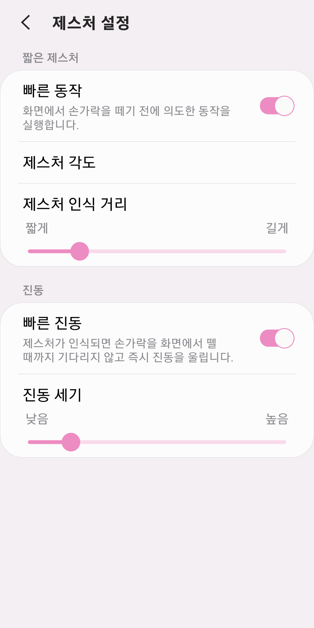 제스처 설정