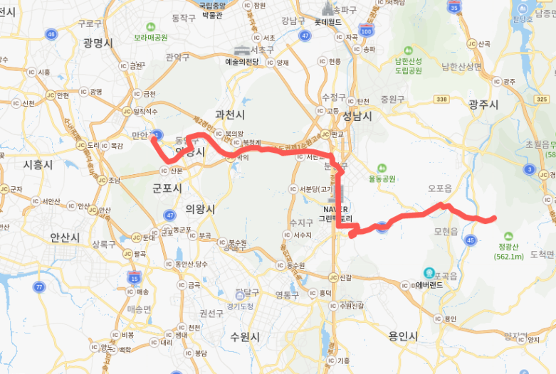  [직행좌석] 1303번버스 노선, 시간표 : 한국외대, 단국대, 오리역, 미금역, 정자역, 수내역, 안양역