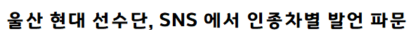  울산 현대 선수들, SNS에서 인종차별 발언 파문