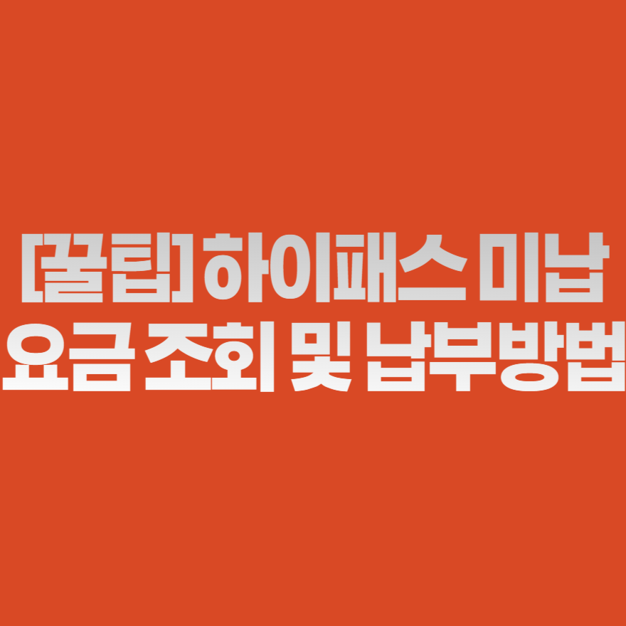 [꿀팁] 하이패스 미납요금 조회 및 납부방법