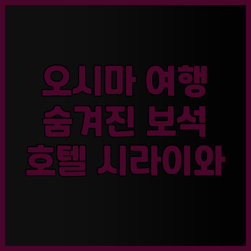 오시마 여행의 숨겨진 보석들! 호텔 