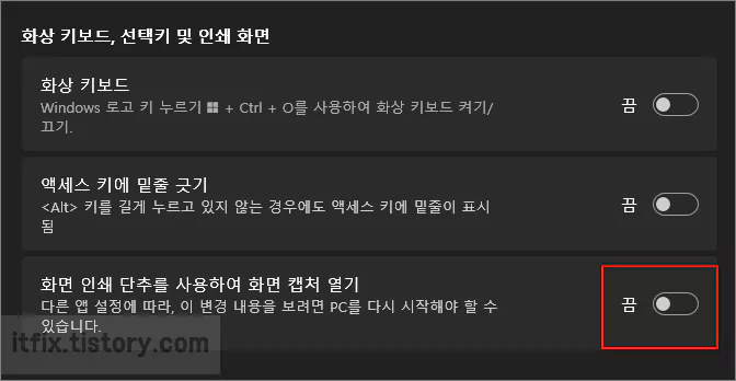  윈도우 11 픽픽 에디터 캡처후 편집 도구 안뜨는 오류 해결 방법