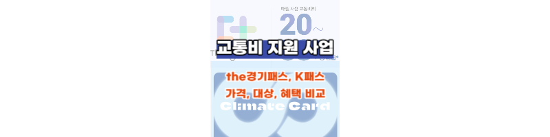 대중교통비 지원사업(기후동행카드-더경기패스-k패스)-비교