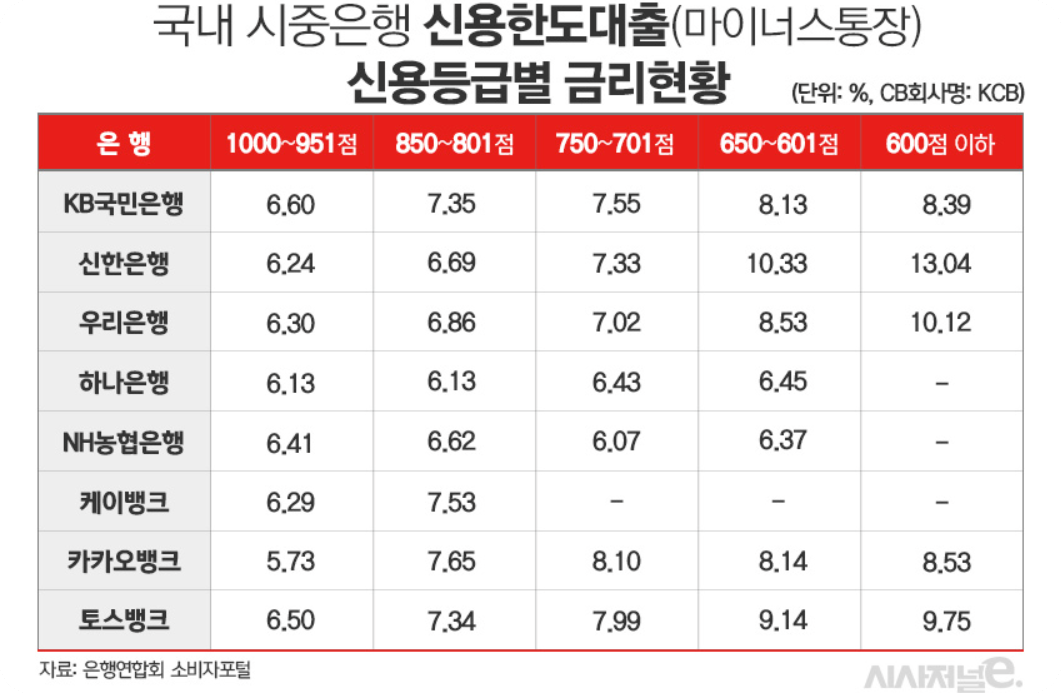 마이너스통장신용등급2