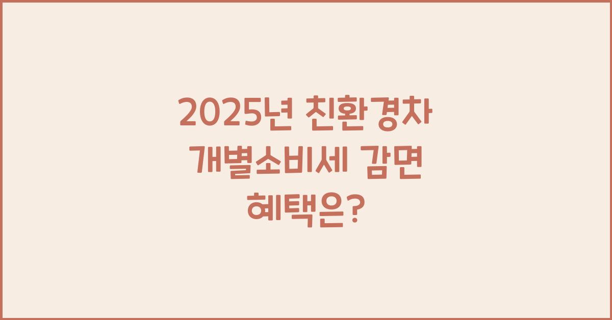 2025년 친환경차 개별소비세 감면