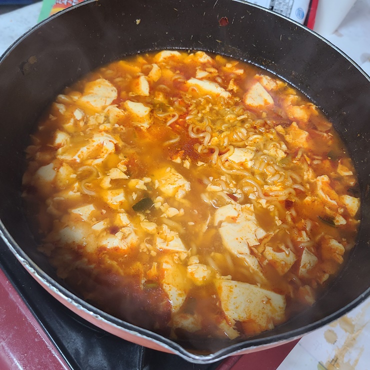  열라면 순두부 처음 먹어본 후기, 술안주로 대박