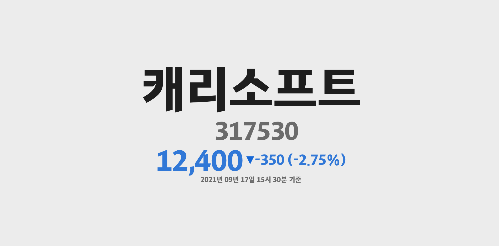 캐리소프트 2021-09-17 15:30:00기준 주가