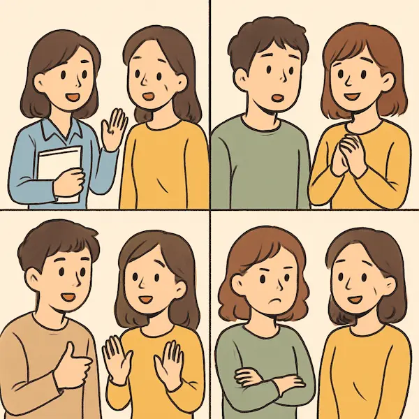 여러 사람들이 대화하는 모습