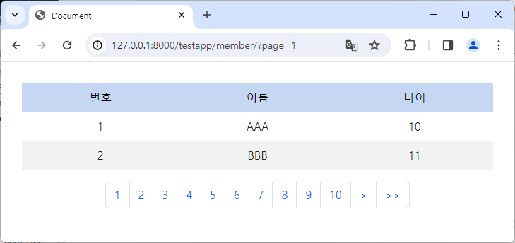 페이징 적용 실행결과